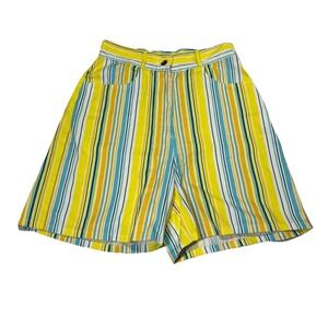 Lucy & Yak Women Unisex Shorts Sz 28-30 Yellow & Blue Striped Y2K Indie Retro